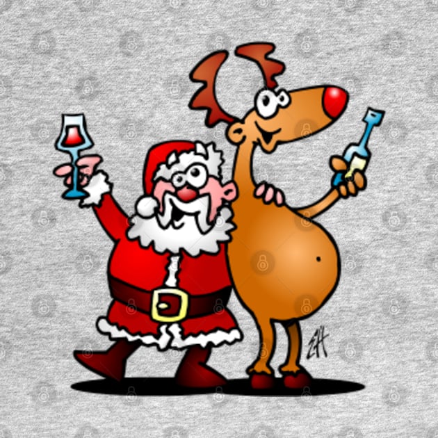 Santa Claus and his reindeer by Cardvibes